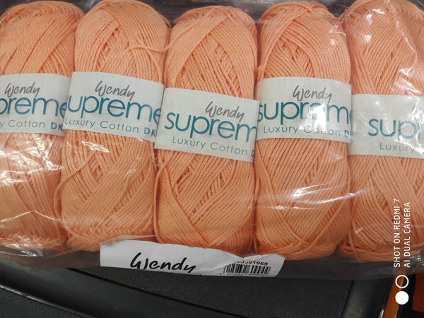 WENDY SUPREME LUXURY COTTON DOUBLE KNITTING 100% COTTON 5X100 GRAM BALLS NEW