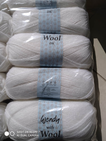 WENDY WITH WOOL 5 X 100 GRAM BALLS 20% PURE WOOL DOUBLE KNITTING VARIOUS COLOURS