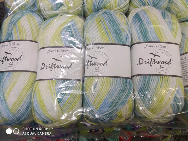 JAMES BRETT DRIFTWOOD Anti Pilling Random Print Baby Double Knitting Wool Yarn 5X100G Choose