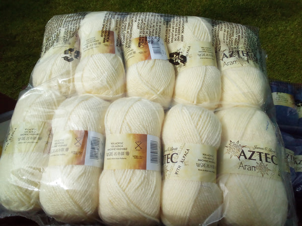 JAMES C BRETT AZTEC ARAN KNITTING WOOL YARN 5X100G 10% ALPACA VARIOUS SHADES