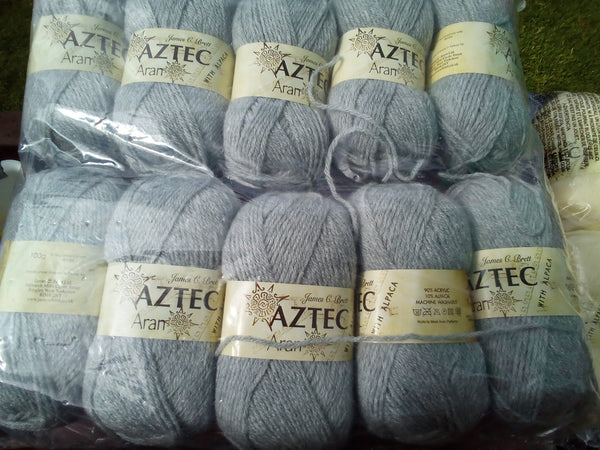 JAMES C BRETT AZTEC ARAN KNITTING WOOL YARN 5X100G 10% ALPACA VARIOUS SHADES