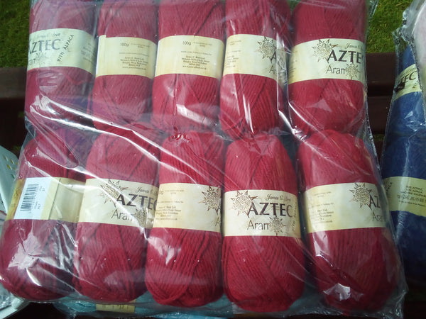 JAMES C BRETT AZTEC ARAN KNITTING WOOL YARN 5X100G 10% ALPACA VARIOUS SHADES