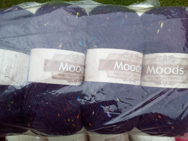 KING COLE MOODS DOUBLE KNITTING WOOL YARN 4X100G BALLS 6 VARIOUS COLOURS NEW