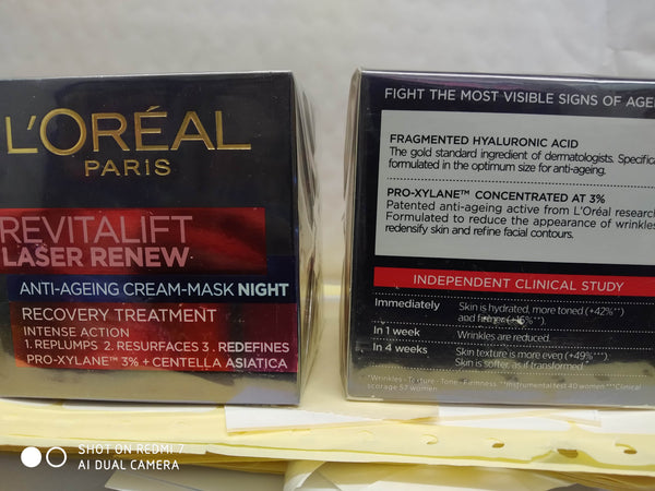 L'OREAL PARIS REVITALIFT LASER RENEW ANTI-AGEING CREAM-MASK NIGHT 50ML NEW