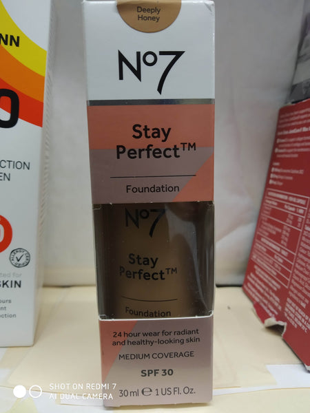 BOOTS N07 STAY PERFECTION FOUNDATION 30ml MEDIUM COVERAGE SPF30 VARIOUS COLOUR SHADES NEW