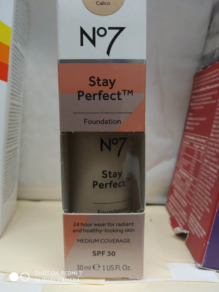 BOOTS N07 STAY PERFECTION FOUNDATION 30ml MEDIUM COVERAGE SPF30 VARIOUS COLOUR SHADES NEW