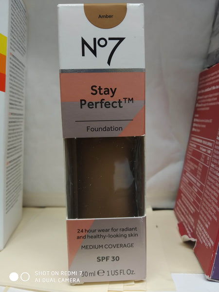 BOOTS N07 STAY PERFECTION FOUNDATION 30ml MEDIUM COVERAGE SPF30 VARIOUS COLOUR SHADES NEW