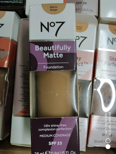 Boots N07 BEAUTIFULLY MATTE FOUNDATION 28ml Medium Coverage SPF25 New Choose Colour Required