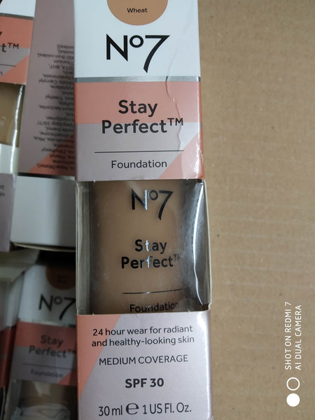 BOOTS N07 STAY PERFECTION FOUNDATION 30ml MEDIUM COVERAGE SPF30 VARIOUS COLOUR SHADES NEW