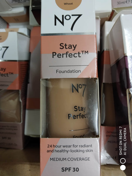 BOOTS N07 STAY PERFECTION FOUNDATION 30ml MEDIUM COVERAGE SPF30 VARIOUS COLOUR SHADES NEW