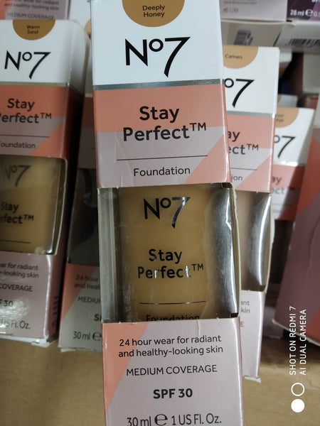 BOOTS N07 STAY PERFECTION FOUNDATION 30ml MEDIUM COVERAGE SPF30 VARIOUS COLOUR SHADES NEW