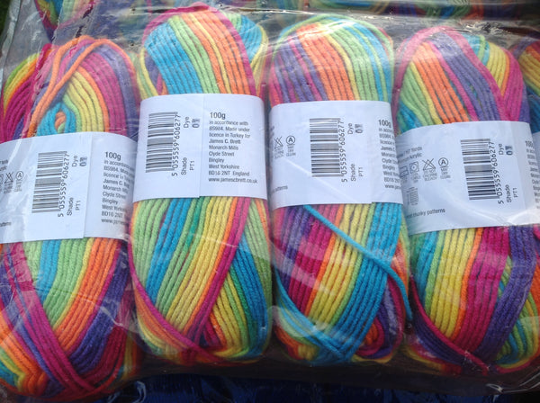 5 X100 GRAM BALLS OF JAMES C BRETT PARTY TIME CHUNKY KNITTING WOOL YARN.IN VARIOUS COLOURS