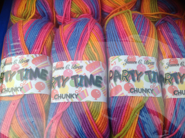 5 X100 GRAM BALLS OF JAMES C BRETT PARTY TIME CHUNKY KNITTING WOOL YARN.IN VARIOUS COLOURS