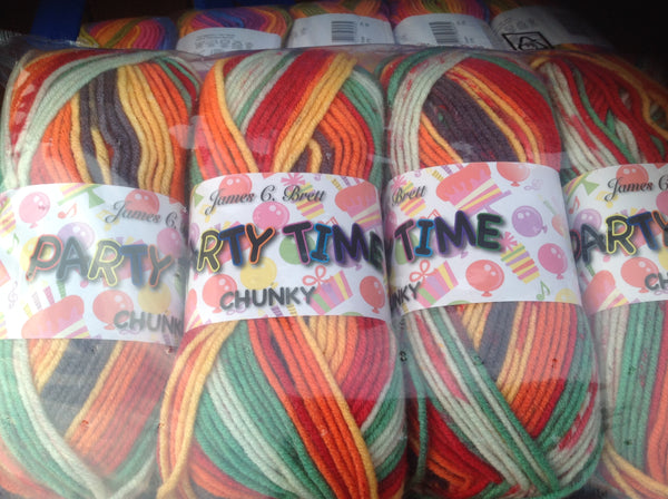 5 X100 GRAM BALLS OF JAMES C BRETT PARTY TIME CHUNKY KNITTING WOOL YARN.IN VARIOUS COLOURS