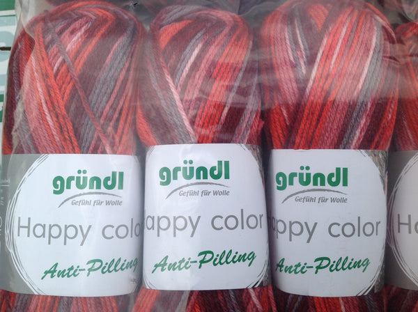 GRUNDL HAPPY COLOR ANTI-PIL PRINT DOUBLE KNITTING WOOL YARN 5X100G BALLS COLOURS