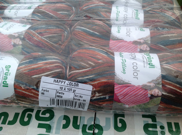 GRUNDL HAPPY COLOR ANTI-PIL PRINT DOUBLE KNITTING WOOL YARN 5X100G BALLS COLOURS