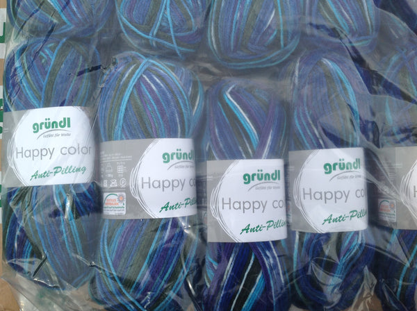 GRUNDL HAPPY COLOR ANTI-PIL PRINT DOUBLE KNITTING WOOL YARN 5X100G BALLS COLOURS