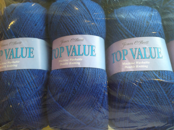 JAMES C BRETT TOP VALUE DOUBLE KNITTING WOOL YARN VARIOUS COLOURS 5x100g NEW