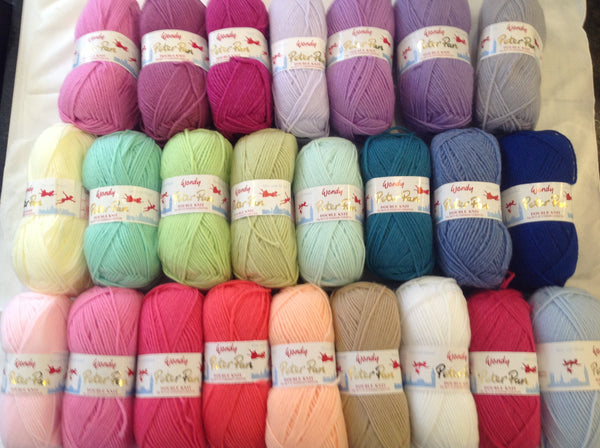 WENDY PETER PAN DOUBLE KNITTING WOOL YARN 5X50G BALLS 13 VARIOUS COLOURS AVAILABLE