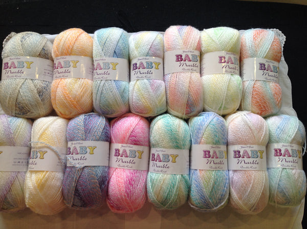 5 X 100 GRAM BALLS OF JAMES BRETT BABY MARBLE DOUBLE KNITTING WOOL YARN NEW