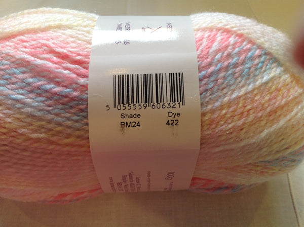 5 X 100 GRAM BALLS OF JAMES BRETT BABY MARBLE DOUBLE KNITTING WOOL YARN NEW