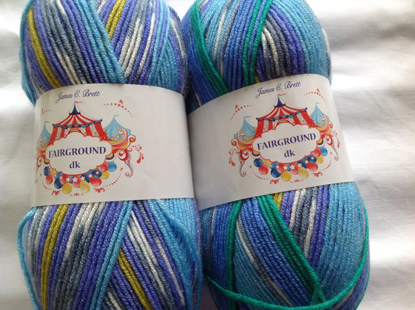 JAMES BRETT FAIRGROUND BABY DOUBLE KNITTING WOOL YARN 5X100G RANDOM PRINT DYE G6