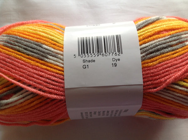 JAMES BRETT FAIRGROUND BABY DOUBLE KNITTING WOOL YARN 5X100G RANDOM PRINT DYE G6