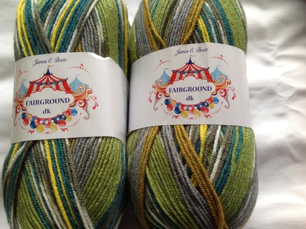 JAMES BRETT FAIRGROUND BABY DOUBLE KNITTING WOOL YARN 5X100G RANDOM PRINT DYE G6