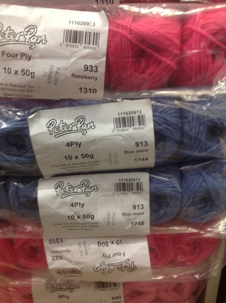 5X50 GRAM BALLS OF PETER PAN MERINO BABY DOUBLE KNITTING WOOL 100% WOOL