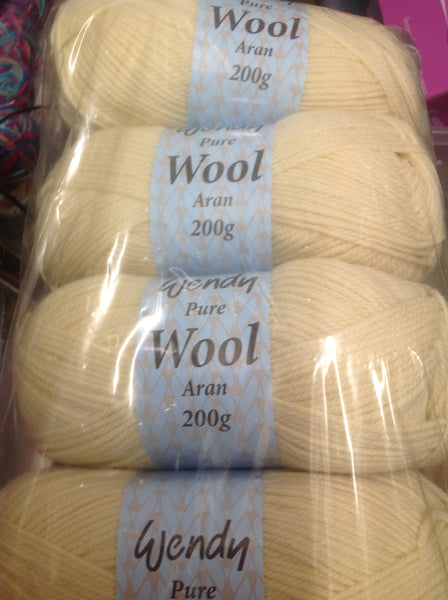 WENDY TRADITIONAL ARAN 100% BRITISH KNITTING WOOL 5X200G BALLS 8 VARIOUS COLOURS