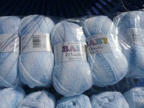 5 X 100 GRAM BALLS OF JAMES BRETT BABY MARBLE DOUBLE KNITTING WOOL YARN NEW