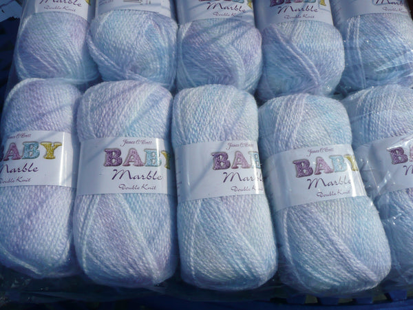 5 X 100 GRAM BALLS OF JAMES BRETT BABY MARBLE DOUBLE KNITTING WOOL YARN NEW