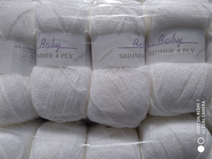 JAMES C BRETT 5X100G WHITE BABY SHIMMER 4PLY KNITTING WOOL YARN SUPERSOFT BYS4